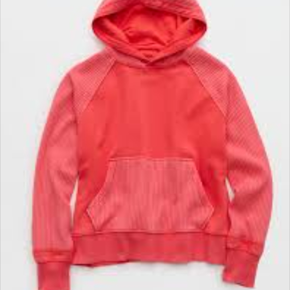 Aerie  Coral Hooded Pullover Sweatshirt
